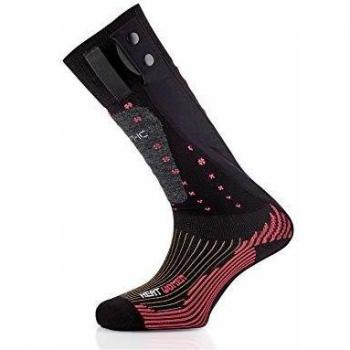 Calcetines largos Therm-ic Powersocks Heat V2 calefactables negros y rosas para mujer, talla 37-38