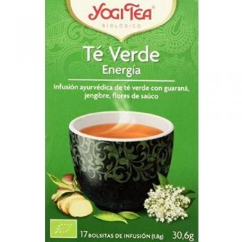 Yogi Tea - Té Verde Energía, Infusión Ayurvédica de Té Verde con Guaraná, Jengibre y Flores de Saúco - 17 Bolsitas, 30,6g