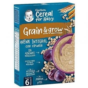 Gerber Cereales para Bebés, de Avena Integral con Ciruela, 250g
