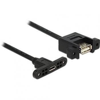 Cable USB 2.0 de 0.25 m con conector Micro-B hembra y conector USB-A hembra, color negro