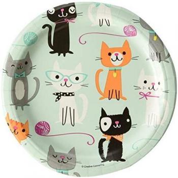 Creative Convertting - Plato de 18 cm para gatos-Purrfect Party, multicolor, 8C328595