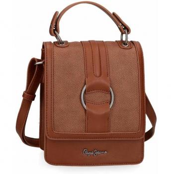 Pepe Jeans Daphne Bolso Bandolera Marrón 17x21x9 cms Piel Sintética
