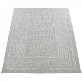 Alfombra Interior Exterior Tejido Plano Motivo Escandinavo Efecto Sisal Crema 80x150 cm