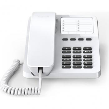 Teléfono Analógico Gigaset Desk 400 Blanco con Cable, 4 Teclas de Marcación Directa y 10 Teclas de Acceso Rápido, Compatible con Dispositivos Auditivos