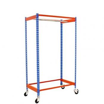 Estantería para prenda colgada con ruedas Simonclothing Azul/Naranja, 1500x900x500 mm, sin tornillos, modelo Simon Rack