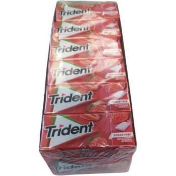Trident Chicles Sabor Fresa - Deliciosas Grageas Sin Azúcar - Caja 24 Unidades