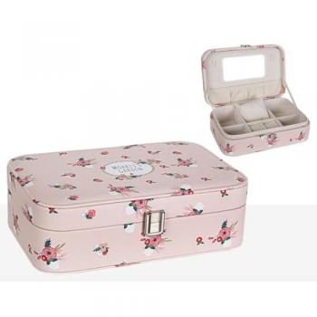 Caja-Joyero Romimex Rosa PVC 22 x 7 x 15 cm Flores
