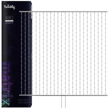 Twinkly Matrix - 480 luces LED RGB perladas, cable transparente, tipo enchufe F de 3.3x3.3ft
