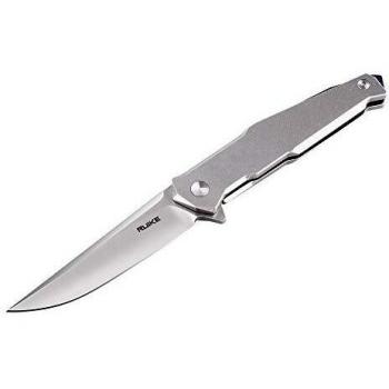 Ruike P108-SF Folding Knife - Silver Stonewashed Stainless Steel Handle with Framelock and BetaPlus Lock