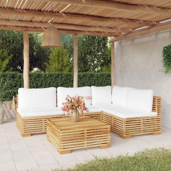 5-Piece Solid Teak Wood Garden Lounge Set with Cushions