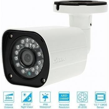 KKmoon 1080P 2000TVL Cámara de Bala de Vigilancia Exterior Interior AHD CCTV 1/2.7 CMOS 2.0MP 3.6mm 24 LEDs Soporta weatherproof IR-CUT Filter Night View Plug and Play PAL