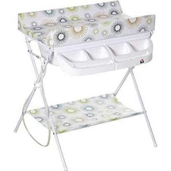 HOMCOM Cambiador y Bañera 2 en 1 para Bebé 0-12 Meses Plegable con Múltiples Espacios de Almacenamiento Estante Inferior Carga Máx. 15 kg 80x70x95 cm Blanco