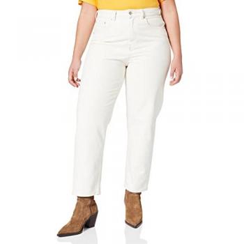 JJXX Women's High-Waisted Mom Fit Jeans Lisbon White Denim