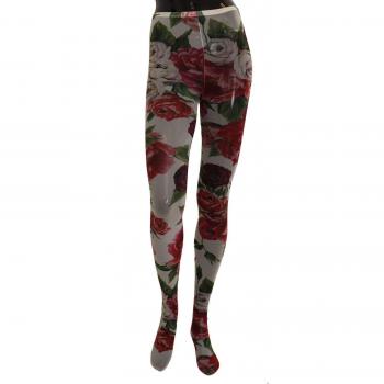 Dolce & Gabbana White Floral Print Tights Nylon Stockings - M