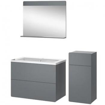Conjunto de muebles de baño Izan, Gris, 4 piezas con armario midi