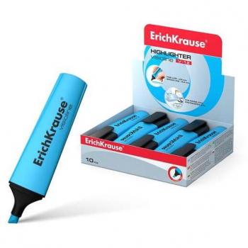 Marcador de texto fluorescente Erich Krause Visioline V-12 - Punta biselada - Tinta a base de agua - Color azul (10 unidades)