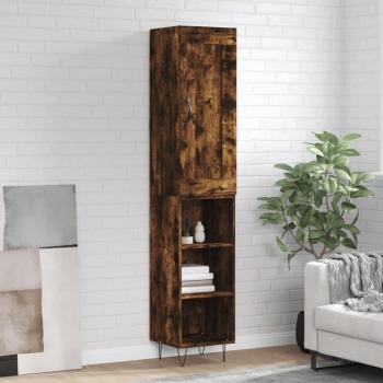 Aparador de madera contrachapada roble ahumado 34,5x34x180 cm