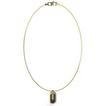 Collar Guess Racer tag de acero dorado para hombre