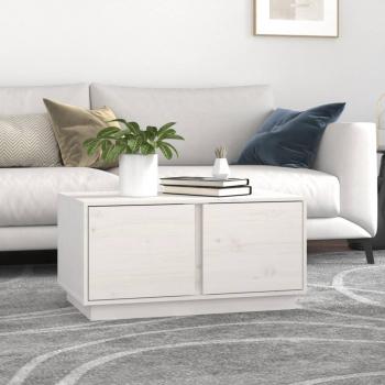 Mesa de salón blanca 80x50x40 cm de madera maciza de pino