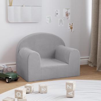 Sofá Infantil de Felpa Suave Gris Claro