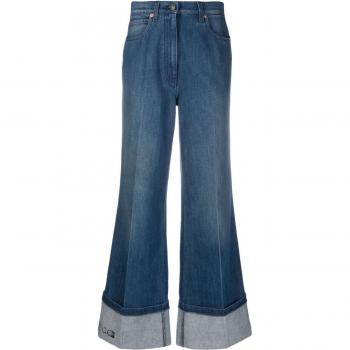 Gucci Women's Flare Leg Denim Cotton Jeans in Blue | Size 29 | 757148XDCLE4220