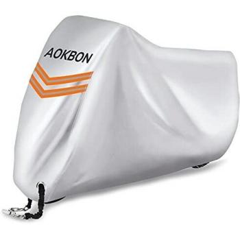 AOKBON Funda Moto Fundas Impermeables para Moto Protectora Impermeable y Resistente al Viento Lluvia Nieve Antipolvo para Protección al Aire Libre con Bandas Reflectantes, Negro+Plata