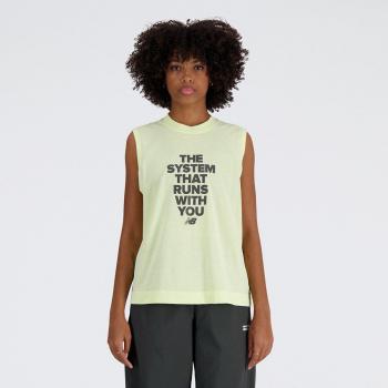 Camiseta sin mangas New Balance Shifted Heathertech para mujer en color verde lima claro, talla M