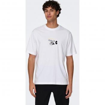 Camiseta Only & Sons Mickey Mouse Disney Blanco Estampado Hombre