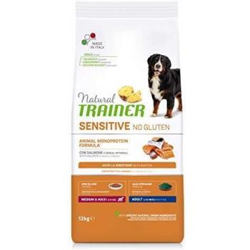 Natural Trainer Sensitive No Gluten - Medium & MaxiAdult Dog Food with Salmon and Wholemeal Cereals 12kg