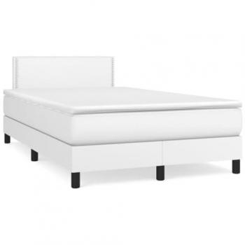 Cama box spring colchón y LED cuero sintético blanco 120x190 cm Vidaxl