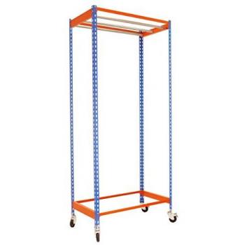 Estantería para prenda colgada con ruedas Simonclothing Azul/Naranja, 3000x900x500 mm (H x W x D), sin tornillos, modelo Simon Rack