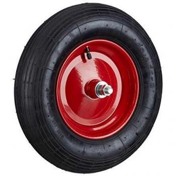 Rueda de Carretilla Inflable 4.80/4.00-8 con Eje, Carga Máxima 120 kg, Goma Negra/Roja