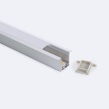 Perfil de Aluminio Empotrable 2m con Tapa Continua para Tiras LED hasta 19 mm