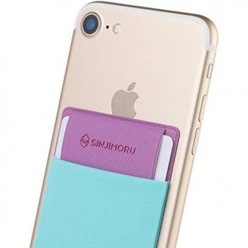 Sinjimoru Funda ultradelgada engomada para Tarjetas o Dinero, diseñada para teléfonos Inteligentes iPhone y Android. Sinji Pouch Flap, Menta.