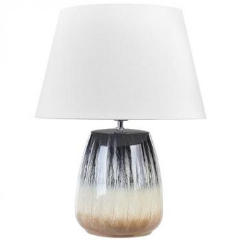 Lámpara de mesa de cerámica gris beige blanco 63 cm con pantalla cónica Cidra