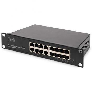 DIGITUS Conector Gigabit Ethernet de 16 Puertos y 10 in, no administrado