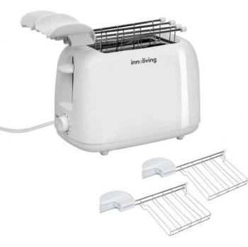 Tostadora Innoliving INN-742 con Pinzas 750W - 2 Compartimentos, 6 Niveles de Dorado, Diseño Blanco y Pies Antideslizantes