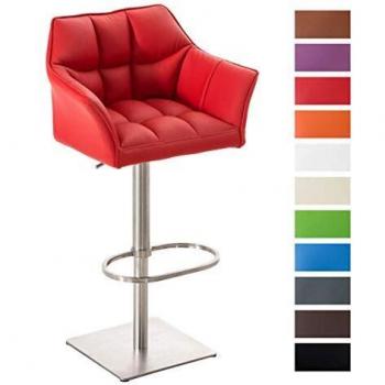 Taburete de Bar Damaso Rojo Acolchado y Regulable en Altura con Acero Inoxidable