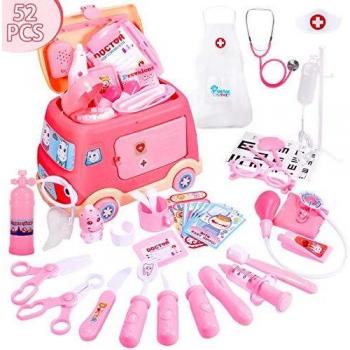 joylink Maletin Medicos, 52 Piezas Maletín Doctor Juguetes Disfraz Doctora Enfermera Kit Médico Conjunto Dental Juegos de rol Juegos Regalos para Niñas Niños