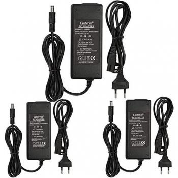 LEDMO 3 Piezas Transformador 12V Adaptador,12V 5A Alimentador,Transformador 12V 5A de Tira de 60W Adecuado Para Cargador para PC Portátil, Cinta LED, Monitores LCD TFT, DVD, Televisores, Etc.