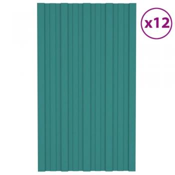 vidaXL Roof Panels 12 pcs Galvanised Steel Green 80x45 cm