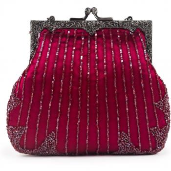 Farfalla 90532 - Cartera de mano de satén para mujer rojo marrón