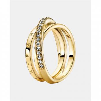 Anillo Pandora Signature Shine Cruzado Triple Banda en Pavé