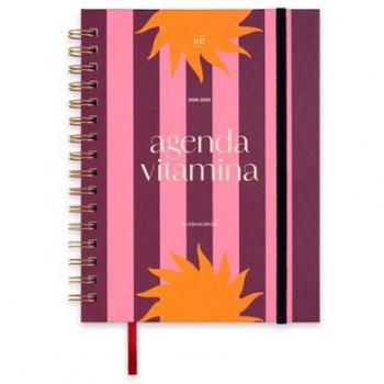 Agenda Escolar Vitamina Semana Vista 2024-25, 12 meses, tamaño 168x220 mm, color magenta, en español