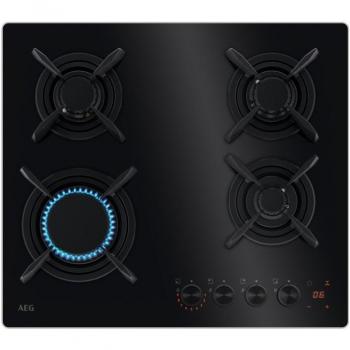 Placa de Gas AEG HKB64453NB Serie 8000 Flamelight 4 Zonas 60cm Negra