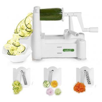 Cortadora de espiral, Spiralizer Cortadora de verduras, Cortadora de espiral de triple hoja, ideal para zanahorias, calabacines, pepinos, coles, manzanas, peras, papas y etc.