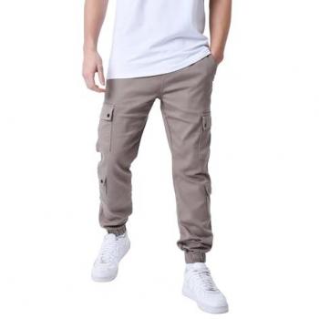 Project X Paris Taupe Elastic Waist Multi-Pocket Cargo Pants