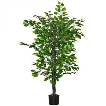 Planta Ficus Artificial 135 cm en Maceta con 756 Hojas, Planta Sintética Realista para Interior y Exterior, Decorativa para Hogar, Salón y Oficina, Color Verde