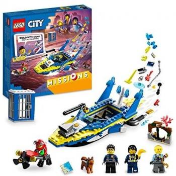LEGO 60355 City Misiones de Investigación de la Policía Acuática, Juguete Digital Interactivo de Aventuras, Lancha Motora, Regalo Niños de 6 Años
