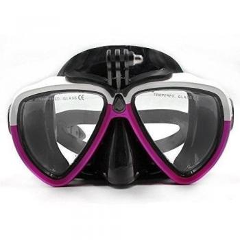 TELESIN silicona buceo Cristal con desmontable rosca de máscara de buceo Buceo Snorkel Natación para cámara deportiva Gopro HD Hero 2 3 3 + 4, White&Red